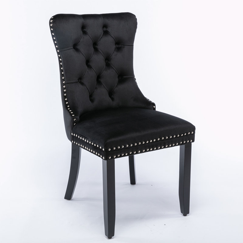 Fukuichi Velvet Side Chair, Black Velvet
