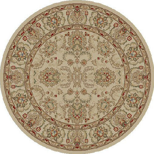 Tapis oriental à tissage plat vert / beige / rouge Bitner, Rond 5 pi 3 po