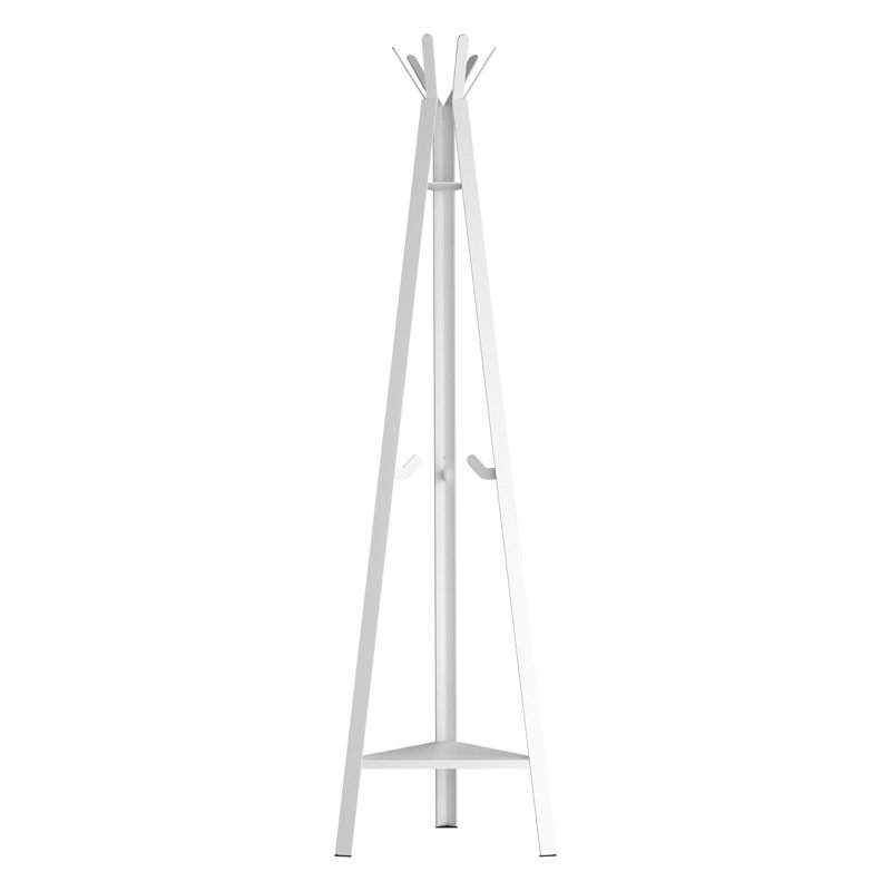 Huri Steel Freestanding 7 - Hook Coat Stand, White