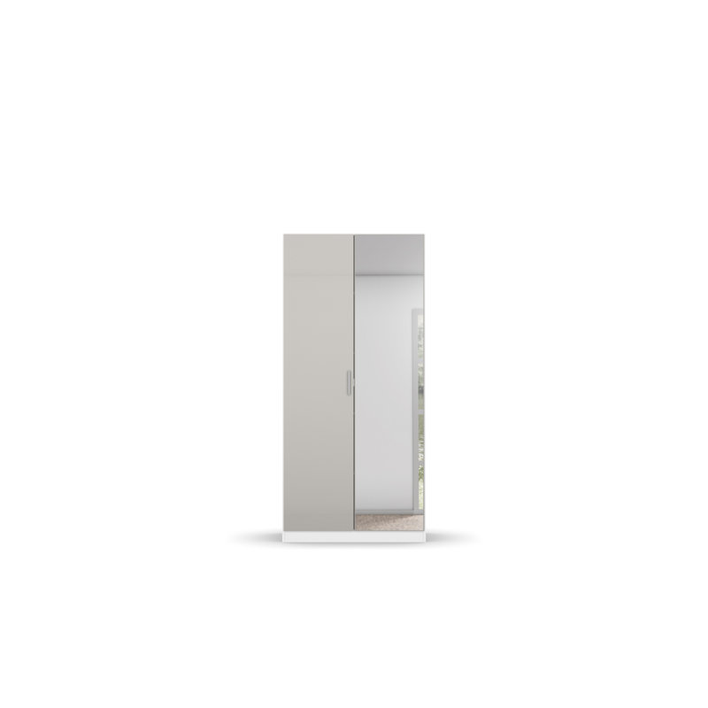 Stuttgart 2 Hinged Door Wardrobe INCL. Delivery and Assembly, Alpine White/Silk Grey, 197cm H x 91cm W x 54cm D
