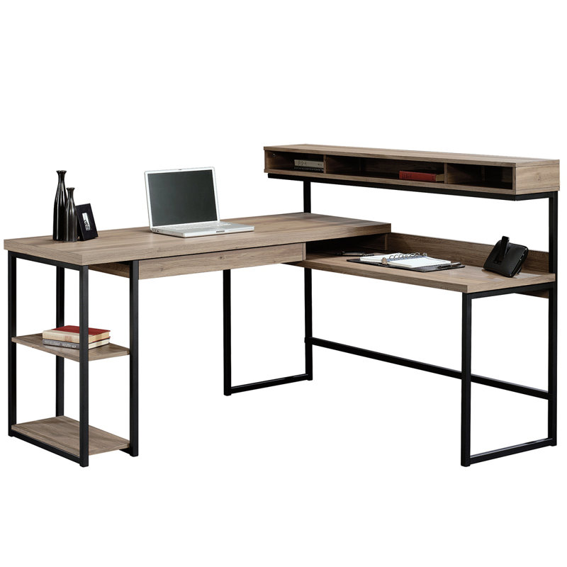 Bureau en L, finition brune