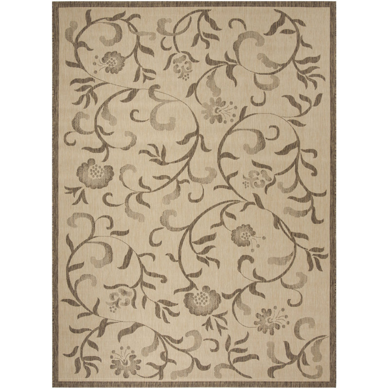 Swirling Garden Martha Stewart Performance Floral Indoor/Outdoor Area Rug, Rectangle 5'3" x 7'7"