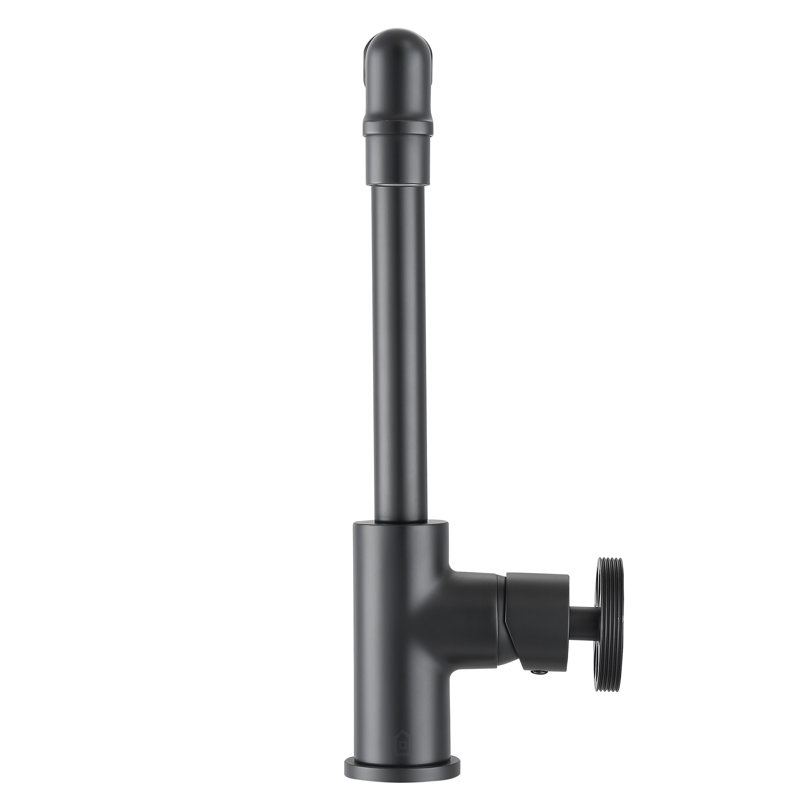 Matte Black Industrial Single Handle High Arc Bathroom Faucet