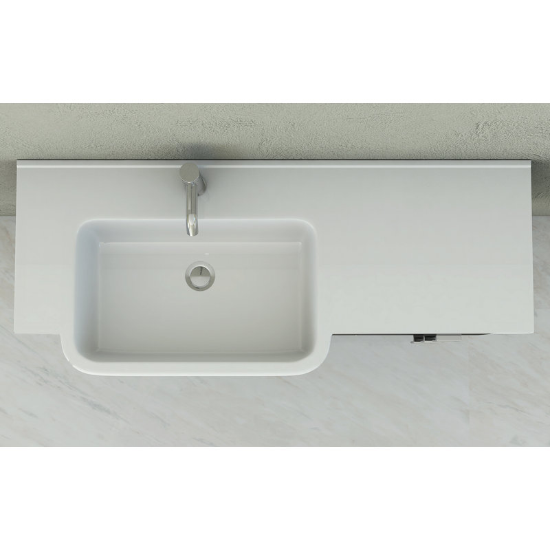 Lavabo de salle de bain rectangulaire à insertion en résine Herwarth