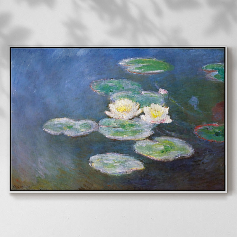 Nénuphars, effet de soirée, 1897, reproduction d'art sur toile, H 25 po x l 37 po x P 2 po, Blanc