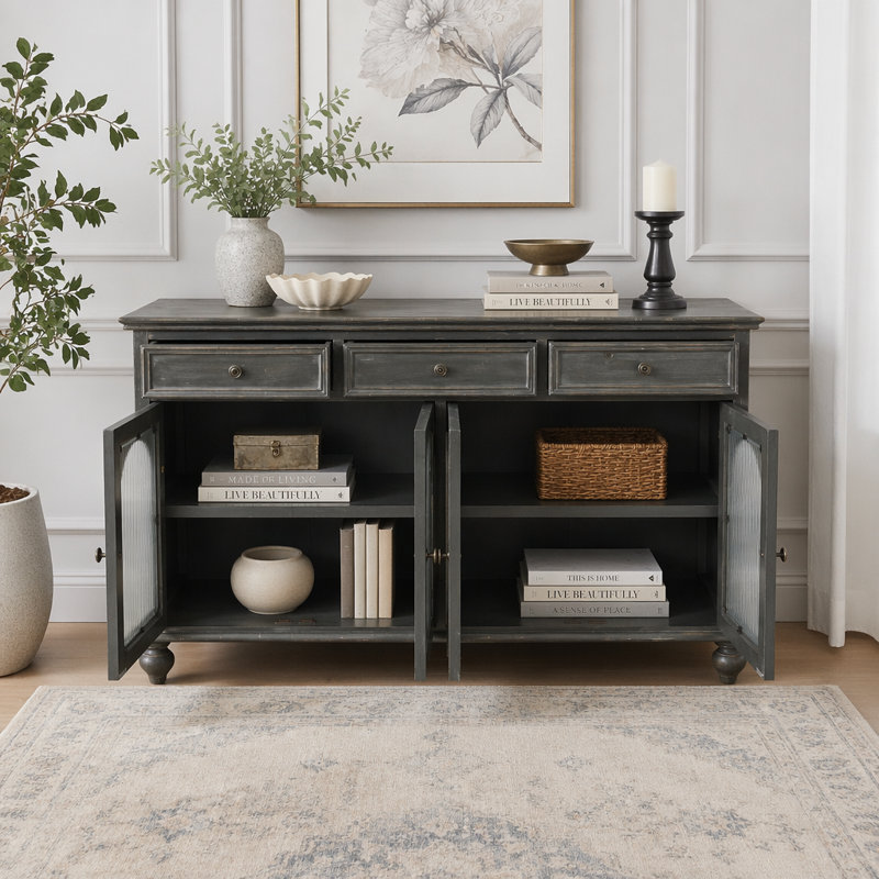 Buffet 59,06 "Farmhouse, Noir + gris