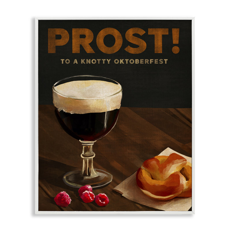 Prost bière et bretzel, estampe numérique encadrée par The Whiskey Ginger bk-078, H 30 po x l 24 po