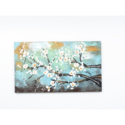 47 X 27 Lime Canvas Painting, Hand-painted Vistas For Spring Style 47" 27" Inspire With Themes