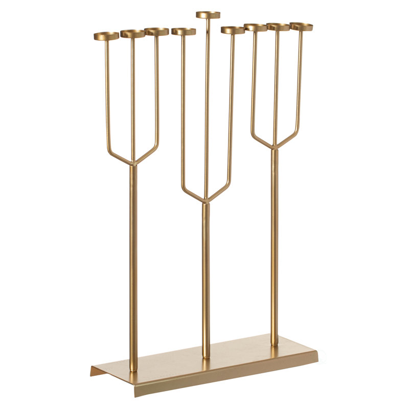 Metal Tabletop Candelabra, H 51 po x l 22,75 po x P 8,50 po, Or rose
