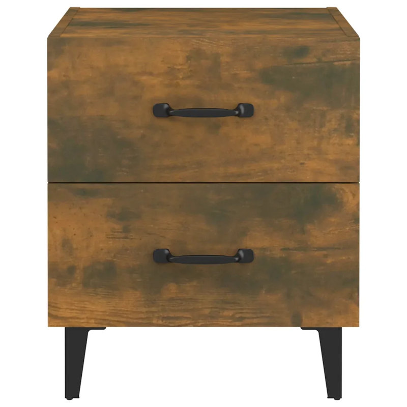 Jemena 40cm W Solid + Manufactured Wood Bedside Table, Individual, Smoked Oak