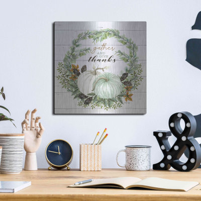'Gather and Give Thanks Wreath' by Cindy Jacobs, Metal Wall Art,