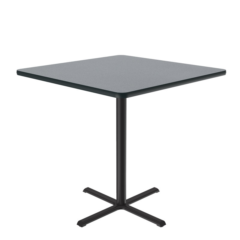 Table de bistro et de pause-café Correll 36 rond, 42 haut café, debout, hauteur de tabouret de bar, plateau en stratifié thermolaqué de granit gris, base en fonte, patins de nivellement