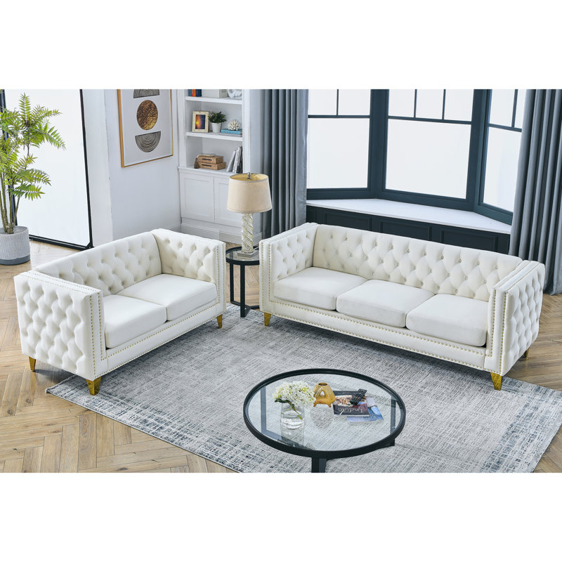 Luxueux canapés en velours, design Chesterfield durable pour la maison
