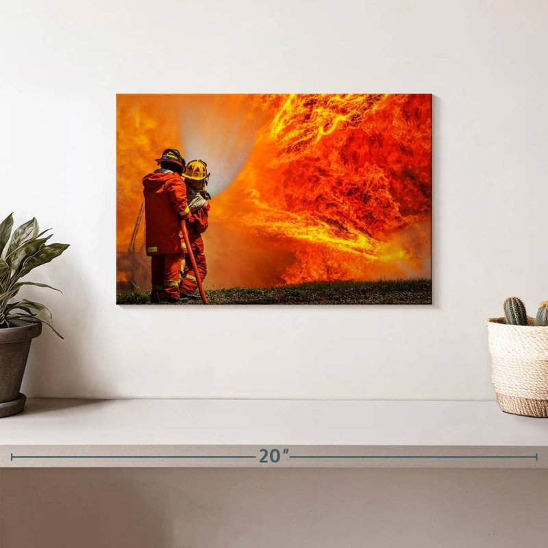 Lelar Blazing Fire Firefighters, 8" H x 12" W