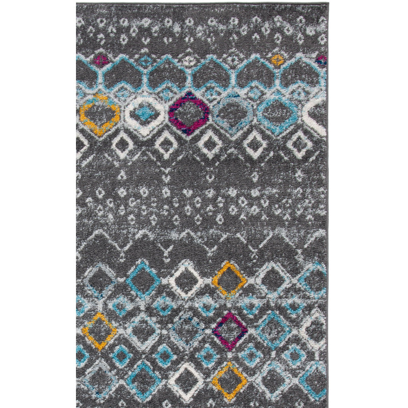 Tapis performance à motif sud-ouest Aird, Carré 8 pi, Dark Grey/Ivory