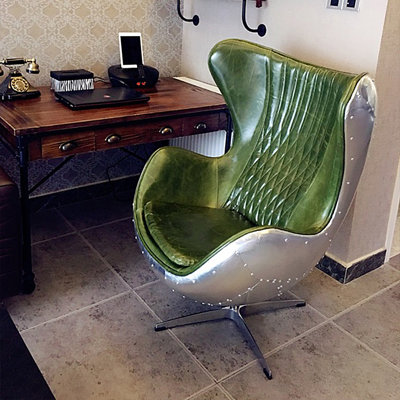Faux Leather Swivel Wingback Chair