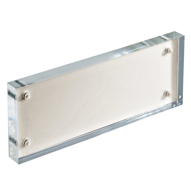 White Acrylic Frame Block with Metal Back Plate 3" X 8", 2-Pack