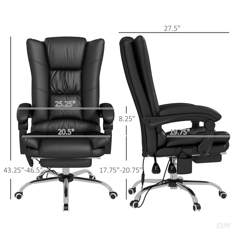 Chaise de bureau Vinsetto Vibration Massage, Noir