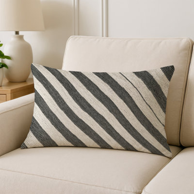 Coussin décoratif intérieur et extérieur à rayures diagonales
