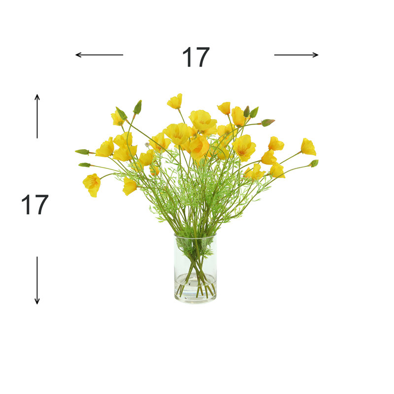 Poppy Arrangement in Glass Vase