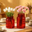 Ensemble de 2 grands vases en verre rouge pour fleurs, grands vases à large bouche pour bouquets, décor de bureau de mariage à domicile, 7 pouces et 9 pouces