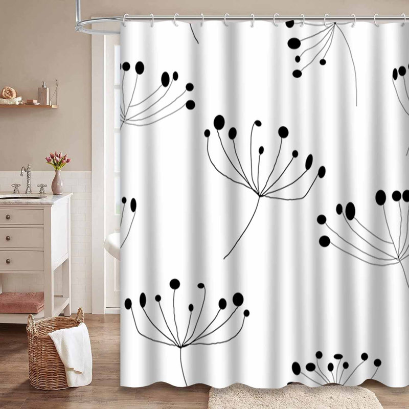 Rideau de douche floral avec 12 crochets Floral, L 72 po x l 78 po