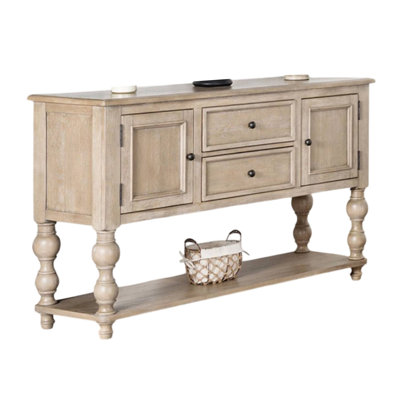 Cherie Sideboard Buffet Console, 2 Drawers Doors, Light Brown, 60 Inch