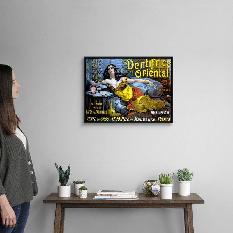 «Dentifrice Oriental» par Jean De Paleologue, reproduction sur toile, H 20 po x l 26 po x P 1,75 po, Cadre noir