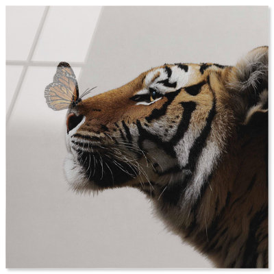 Décoration murale en forme de tigre papillon imprimé sur mesure par Notoriart, prêt à accrocher, 24 x 24
