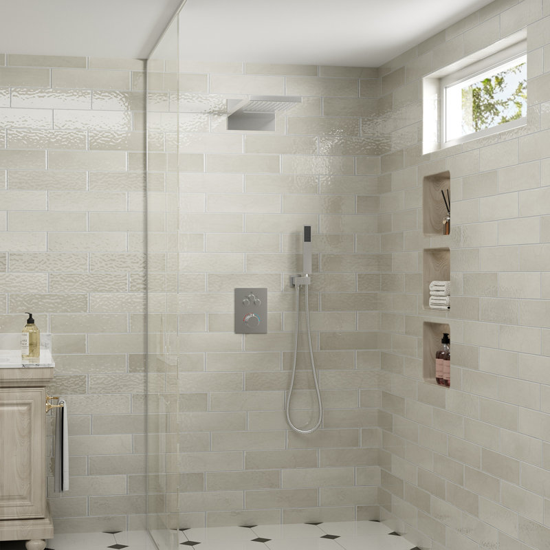 Matte Black and Brushed Nickel 22" Thermostatic Rainfall Shower System