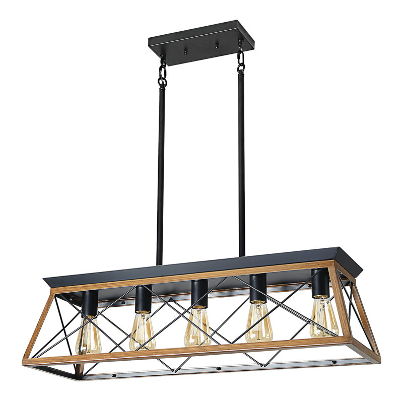 Lustre suspendu industriel 32 lumières en noyer de 32 pouces, luminaire suspendu réglable en métal moderne pour salle à manger et cuisine