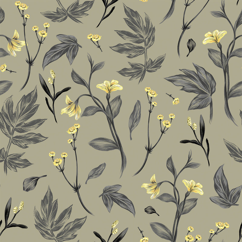 Panneau de papier peint à fleurs, L 2,08 pi x L 18,75 pi