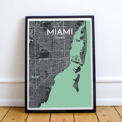 Miami City Map - Unframed Graphic Art Print on Paper