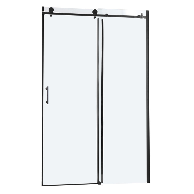 48"W X 76"H Single-Slide Shower Door - 8Mm Tempered Glass With 304 Stainless Steel Frame, Matte Black