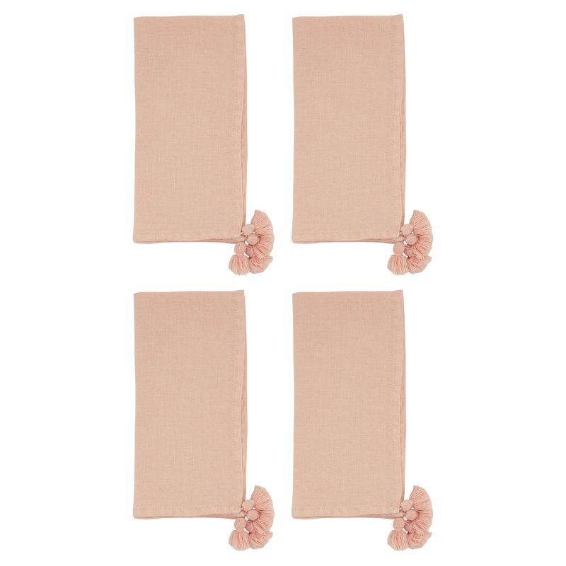 Rowan Collection Linen No Pattern Square Napkin, Rose