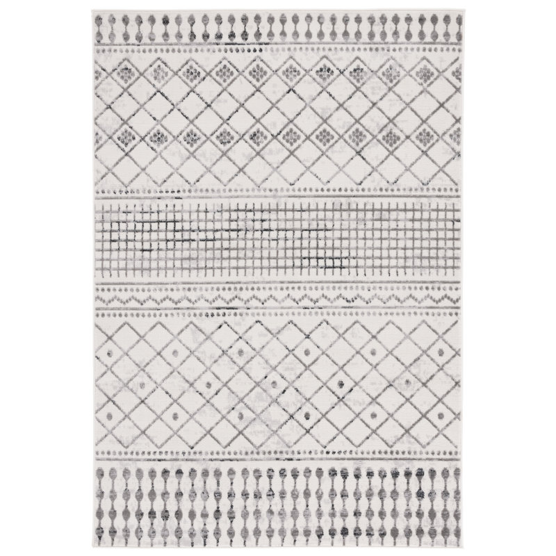 Lapanne Temple Bcf/Jute/Latex/Overlock Southwestern Rug in Ivory/Grey, Rectangle 8' x 10'