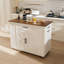 Îlot de cuisine sur roulettes de 46 po avec rangement et prise de courant - Table de bar rustique mobile, plateau en bois avec tablette et tiroir réglables pour la cuisine, le salon et la salle à manger, blanc