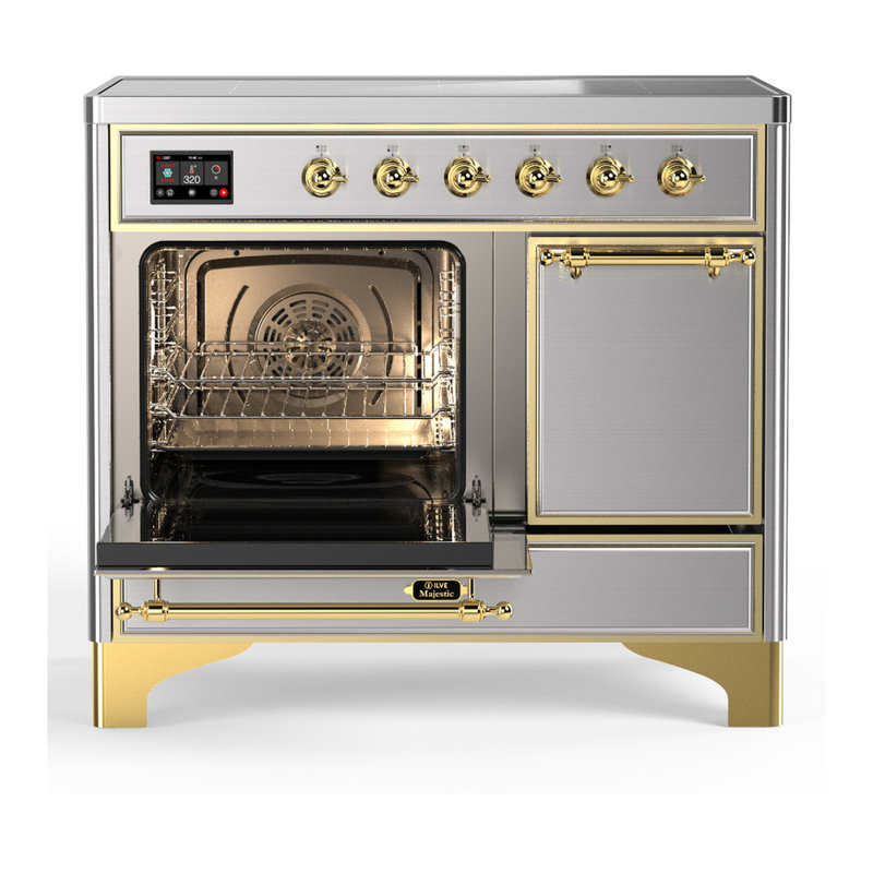Cuisinière à induction 40 pouces avec 6 éléments à induction en acier inoxydable Majestic III Series (garniture laiton)