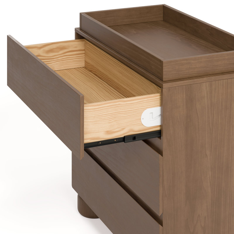 Commode 3 tiroirs avec plateau à langer Sorrento, Noisette