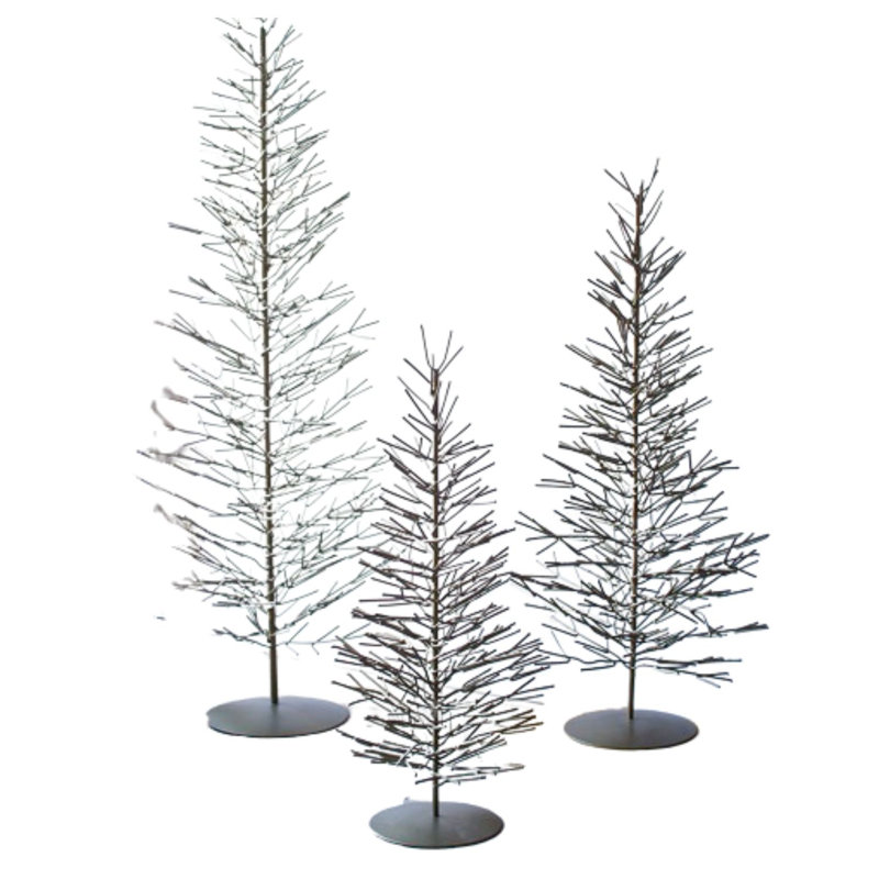  Ensemble de 3 arbres décoratifs dorés en laiton antique