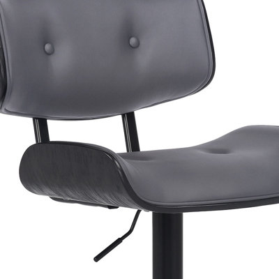 Adjustable Tufted Faux Leather And Swivel Barstool.