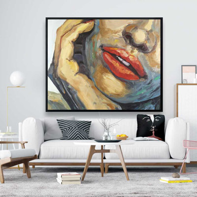 Lips Closeup - Framed Canvas Living Room Decor