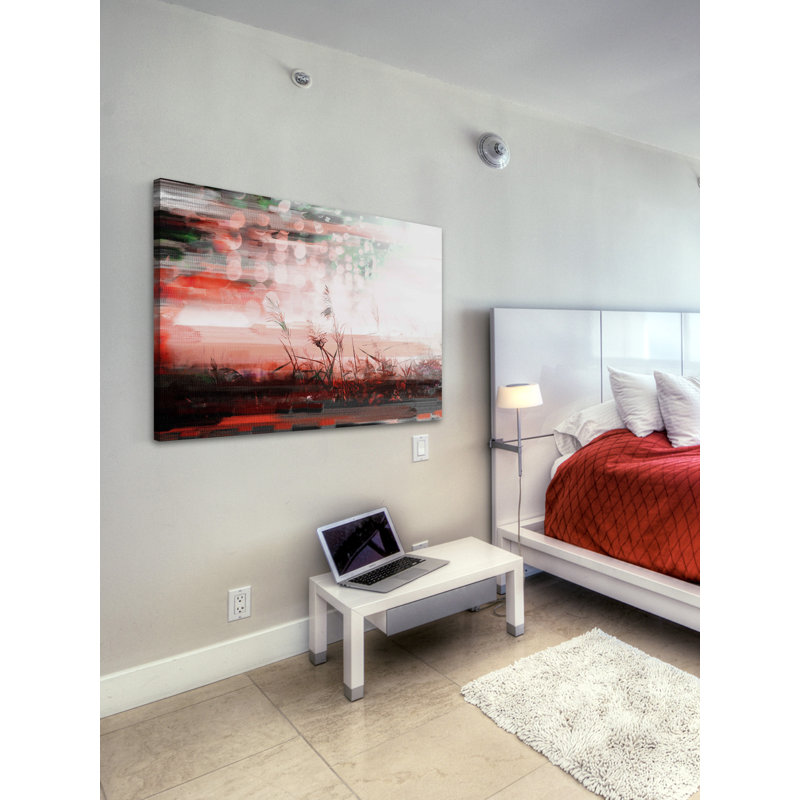 « red soleil gouttes »-impression sur toile tendue, 24 po x 36 po