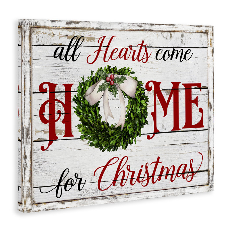Art mural sur toile Hearts Home For Christmas par Creatif Belle, H 30 po x l 40 po