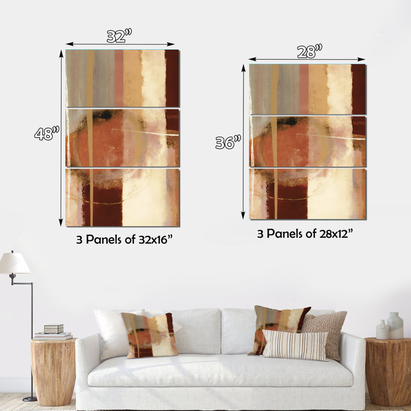 Chocolat brun élémentaire III sur toile, reproduction de 3 pièces, H 36 po x l 28 po x P 1 po