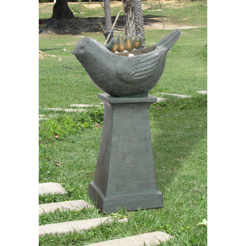 Handcrafted Outdoor Birdbath Fountain with Lights