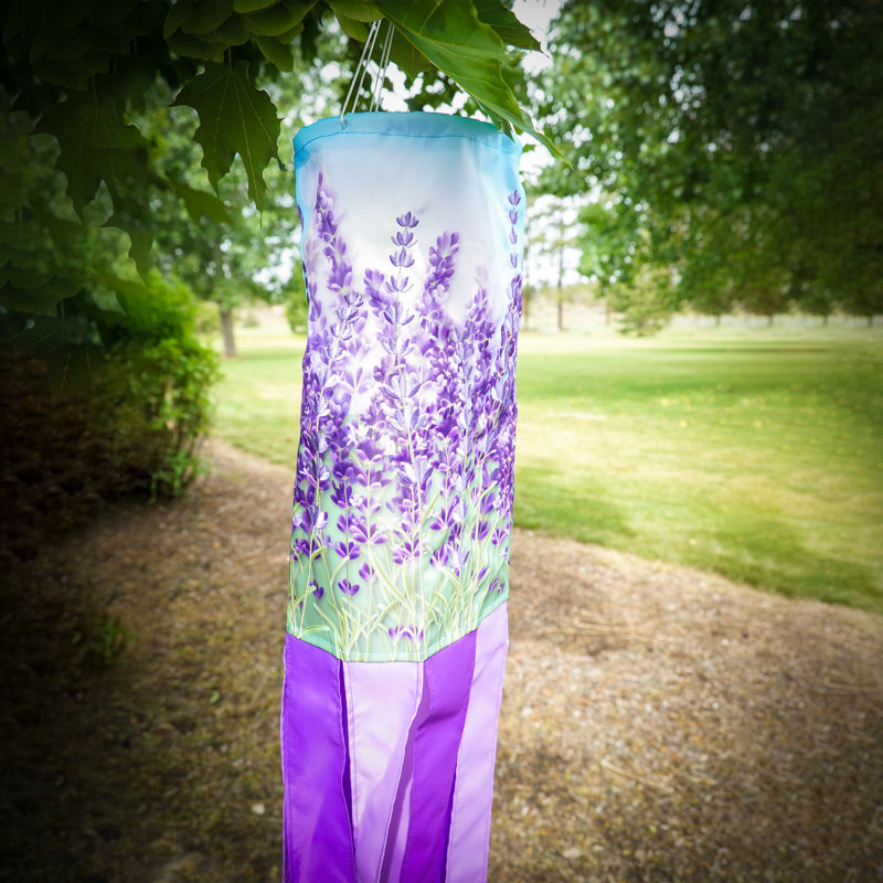 Lavender 40-Inch Polyester Garden Windsock with Embroidered Details