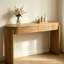 Console en bois massif et panneau de fibres à densité moyenne avec pieds cannelés et plateau ovale, organisateur de vestibule moderne avec 2 tiroirs pour le couloir et le salon