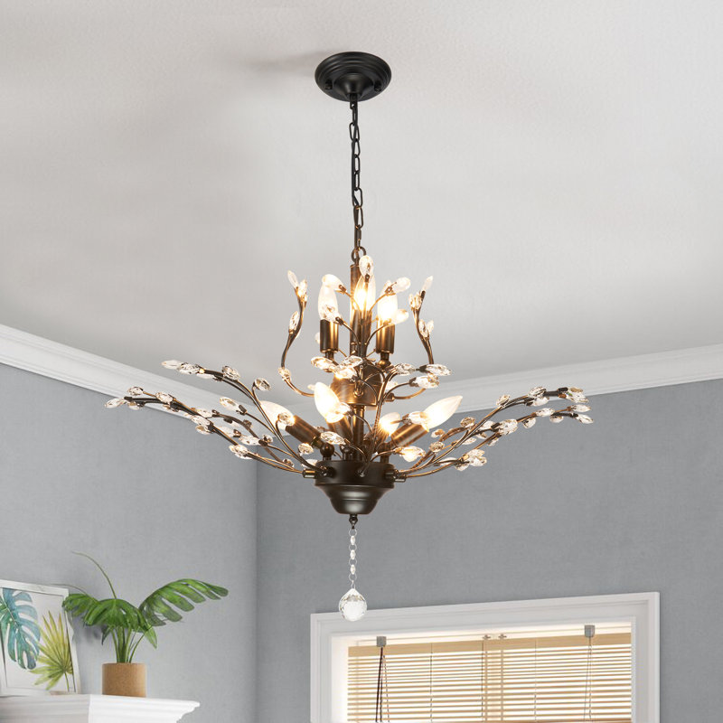 Lustre classique à abat-jour 7 lumières avec détails en cristal Hardi