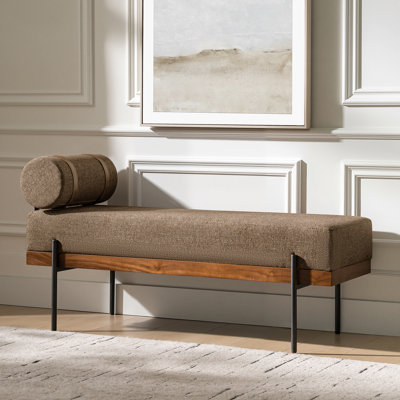 Banc industriel l 48 po avec coussin et structure en bois massif Michalak
